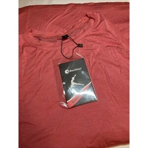 Bestisun Work Out Tank Women Small Coral Rose New C996 Mesh Racerback Pleated